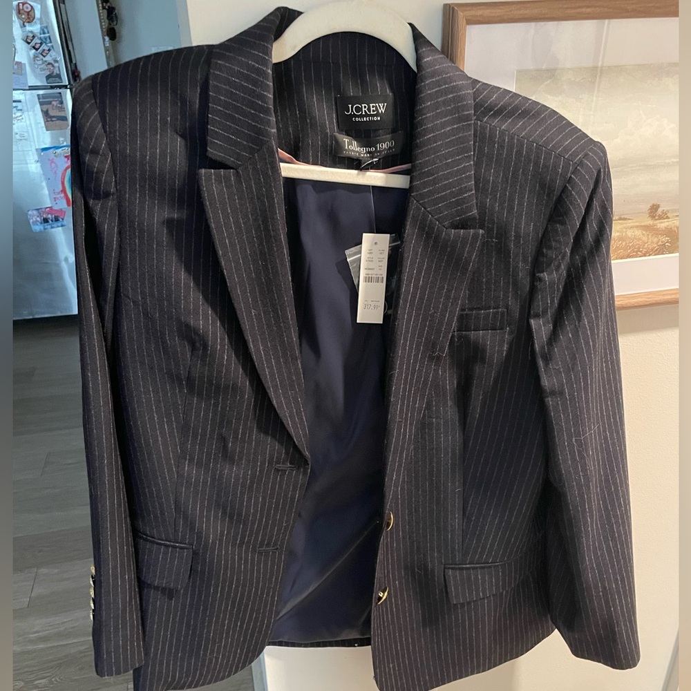 J. Crew Charcoal Pinstripe Blazer